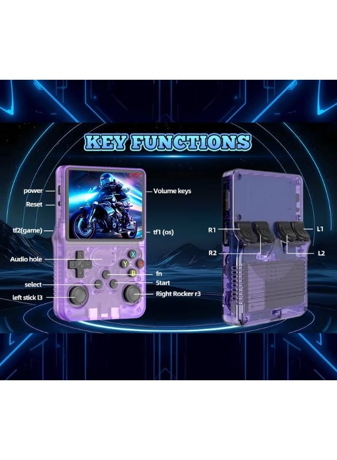 جهاز ألعاب محمول كلاسيكي R36HD (سعة 128 جيجابايت، أكثر من 20000 لعبة) - شاشة IPS عالية الدقة 3.5 بوصة، محاكي محمول لأجهزة PSP وPS1 وN64 | هدية جهاز ألعاب بنفسجي - Image 5